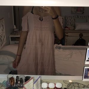 pink off the shoulder dress